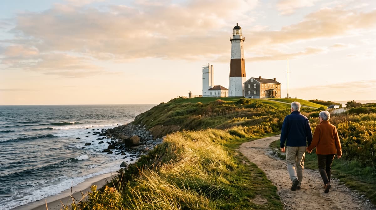 The Montauk Point Lighthouse at the eastern tip of Long Island